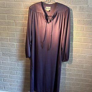 1980S VINTAGE WOMENS DARK PERIWINKLE MID LENGTH POLYESTER DRESS